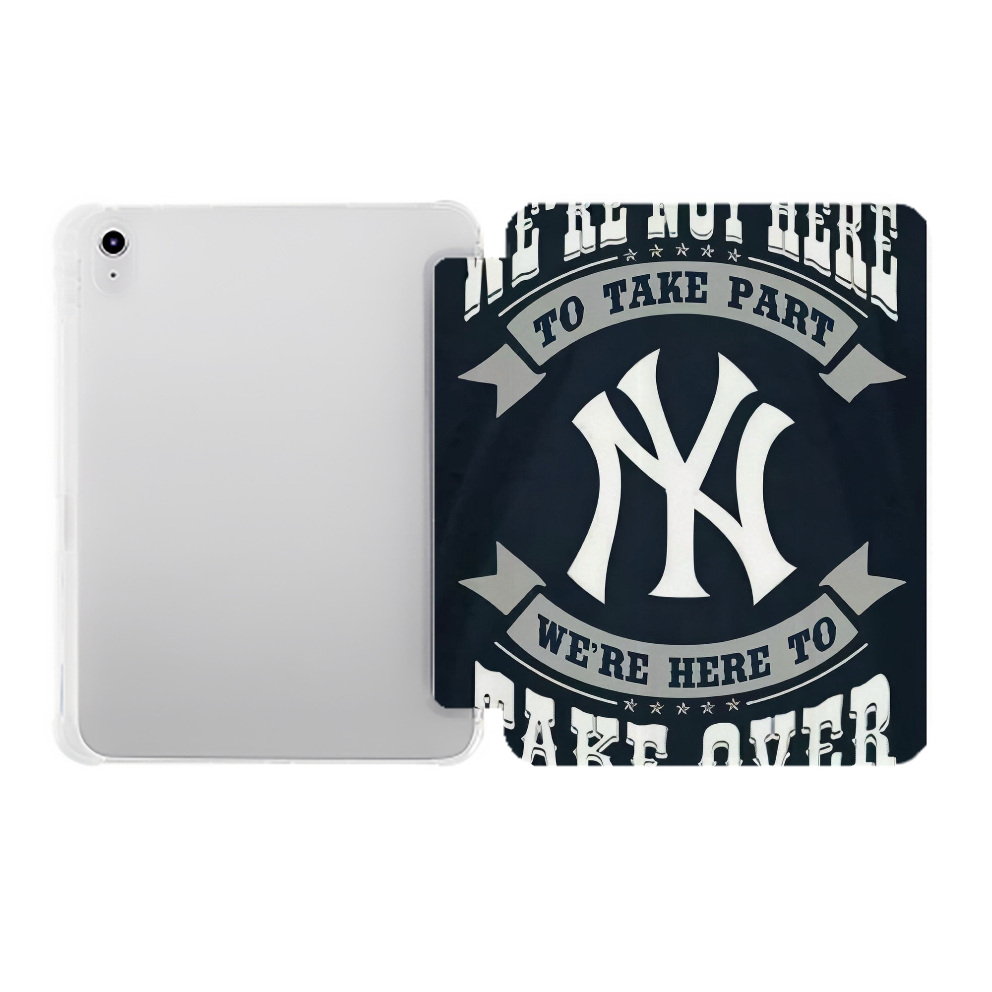 New York Yankees 302 Premium Tri-Fold PU Leather & Silicone IPad Case With Pencil Slot – Fits 9.5,10.5,10.9 – Adjustable Stand, Slim, Protective